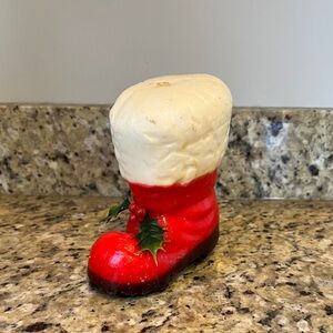 Vintage Christmas Candle Santa Boot